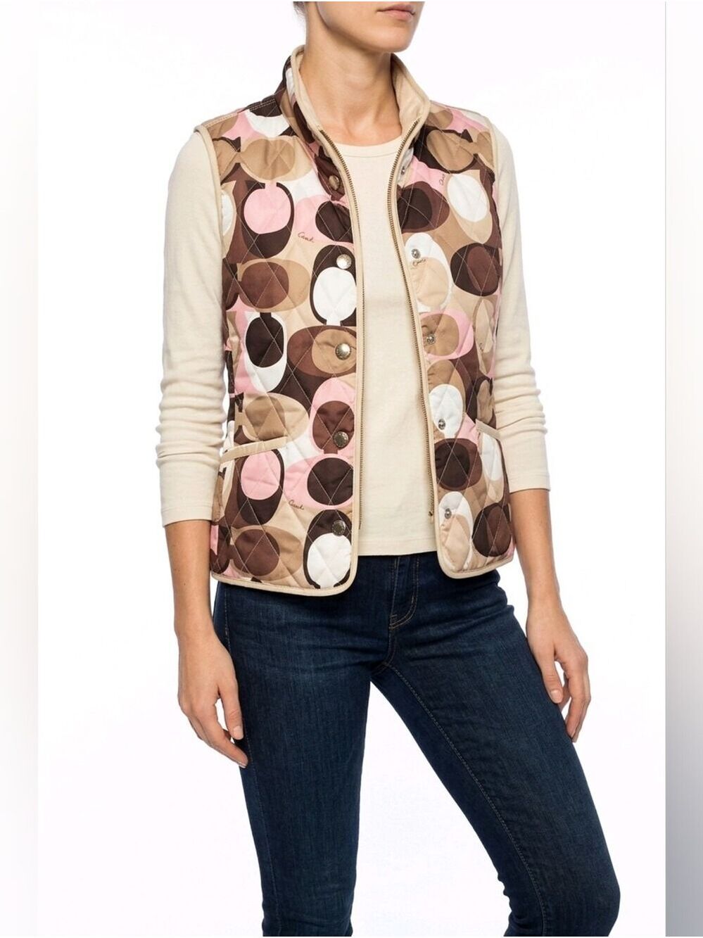Coach Signature Print Quilted Reversible Vest - Picture 4 of 12